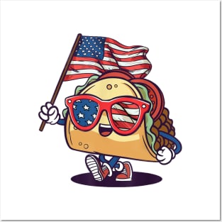 Taco Sunglasses American Flag USA Funny 4th Of July Gifts Posters and Art